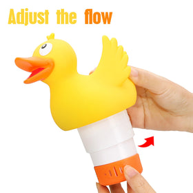 WQTHE Duck chlorine floater dispensing action releases tablets steadily.