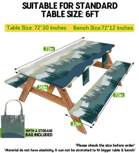 Wrakus bench cover 72x12 installed on bench for wind-resistant dining.