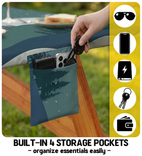 Wrakus elastic edge fit ensures secure table and bench coverage.