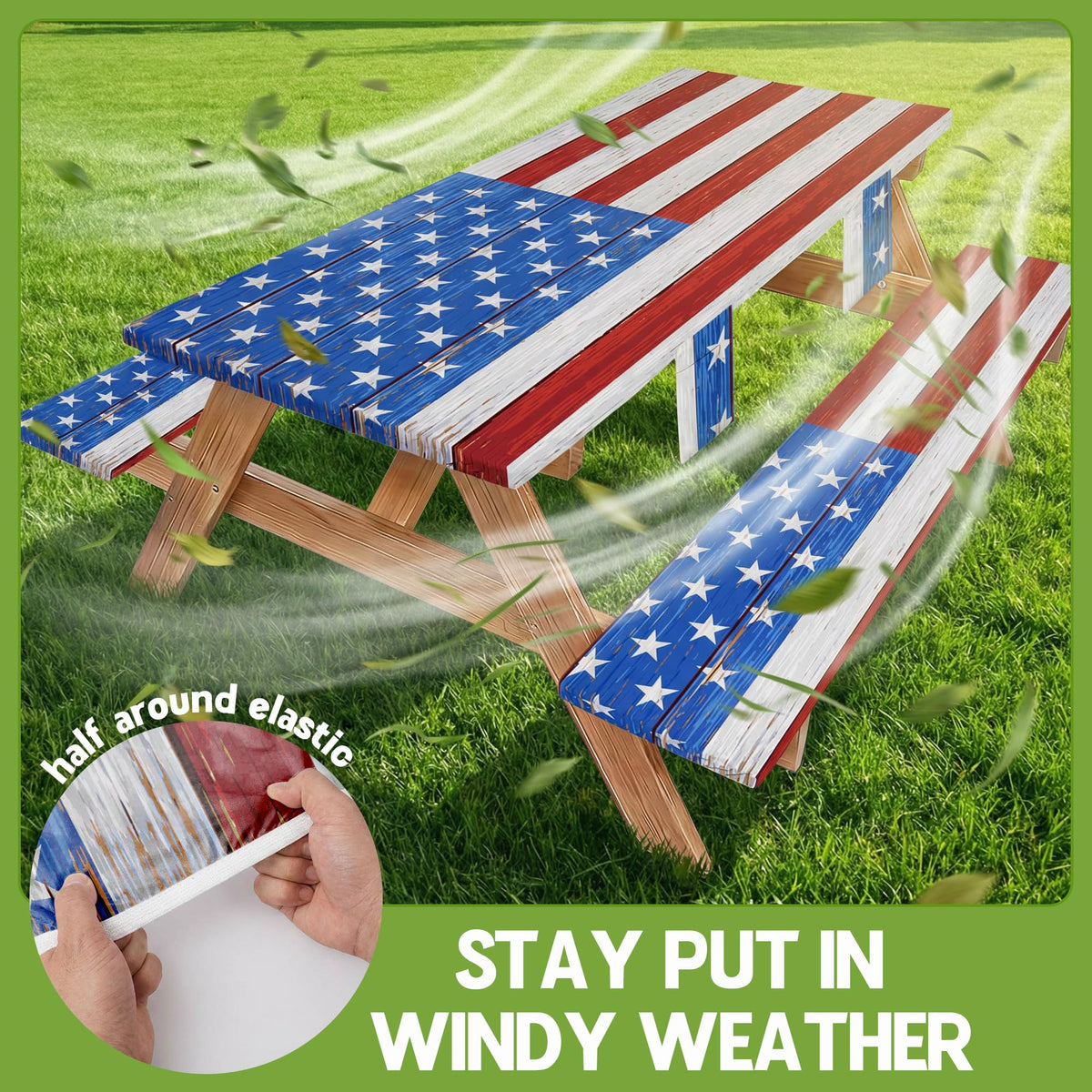 Wrakus tablecloth close-up shows waterproof surface and TPU backing for reliable protection.