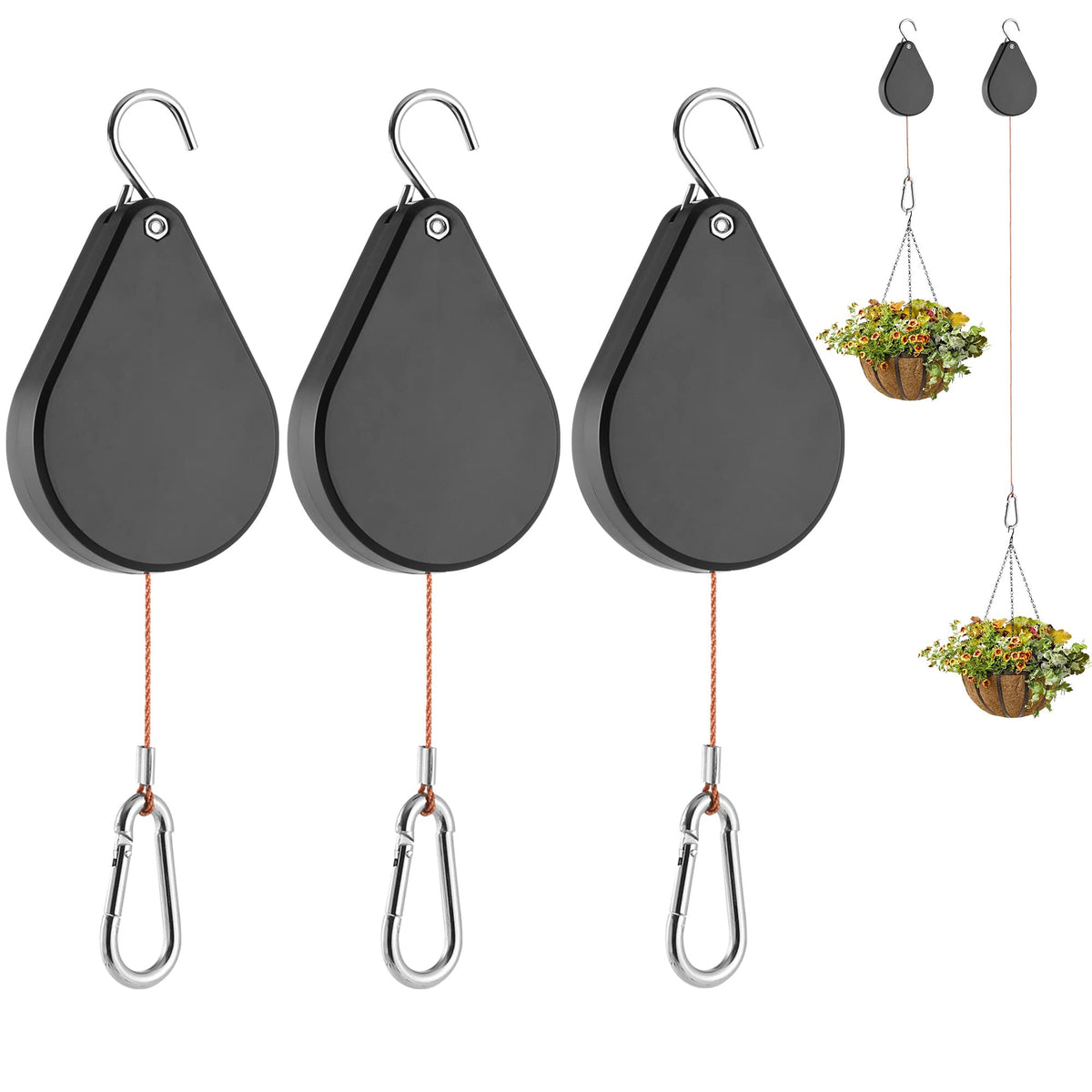 WROSWT upgraded retractable plant hanger shows compact, space-saving design for balconies.