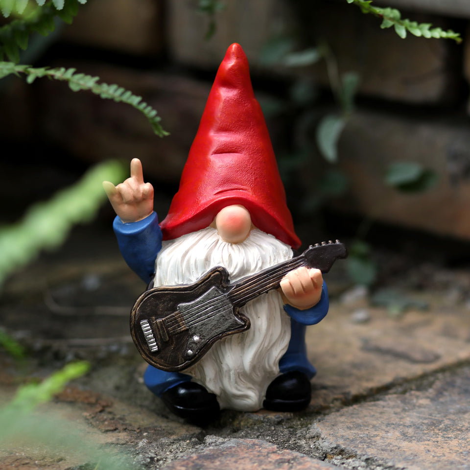 WSHMZYHOME garden gnome with guitar in a rock-star pose for outdoor charm