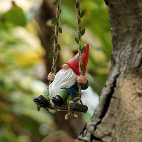 WSHMZYHOME garden gnome on swing figurine adds whimsical yard charm.