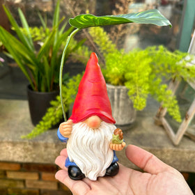 WSHMZYHOME weather-resistant resin gnome stays vibrant in the garden.