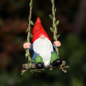 WSHMZYHOME outdoor gnome on swing for porch or patio decor.