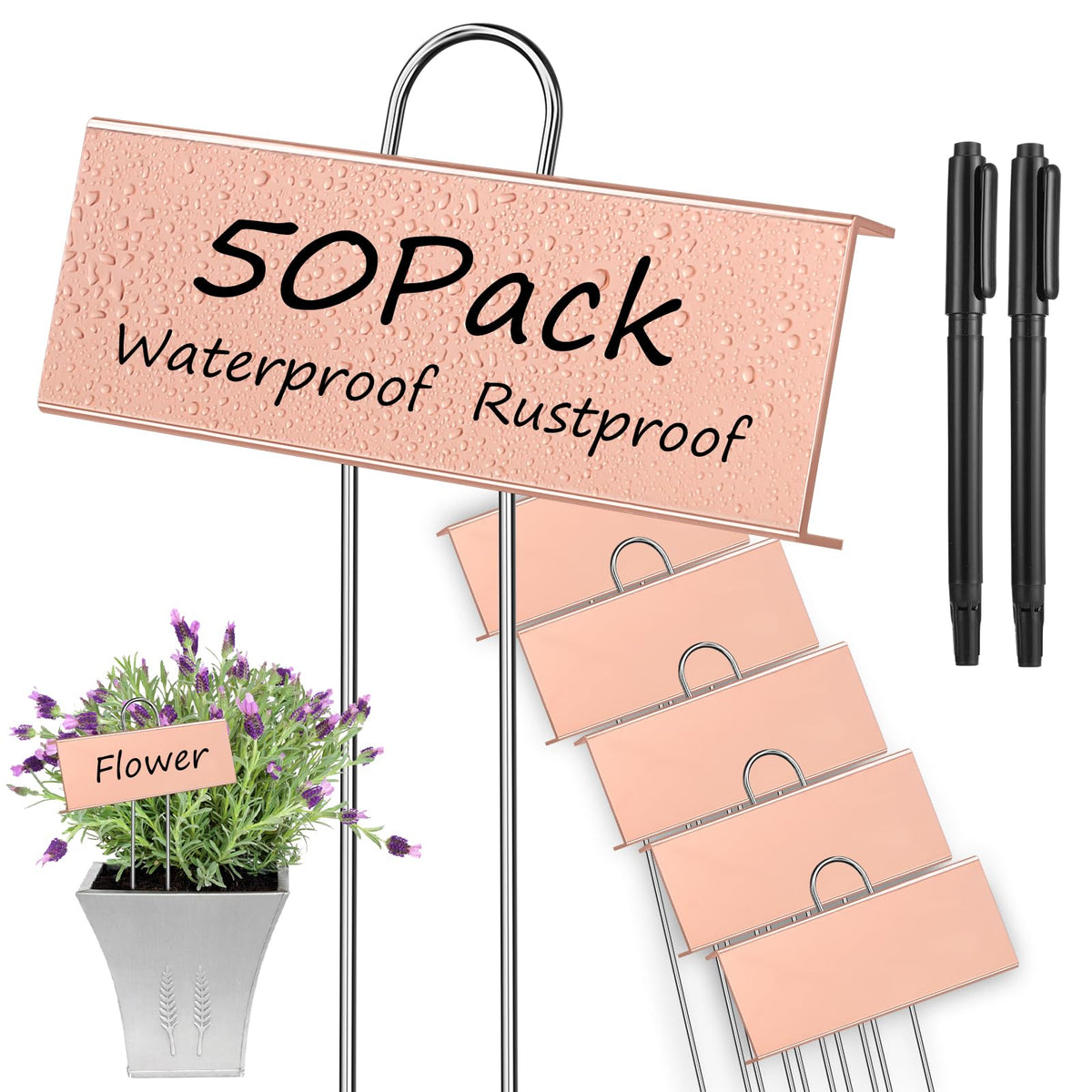 WSICSE 50-pack metal garden labels for durable outdoor marking