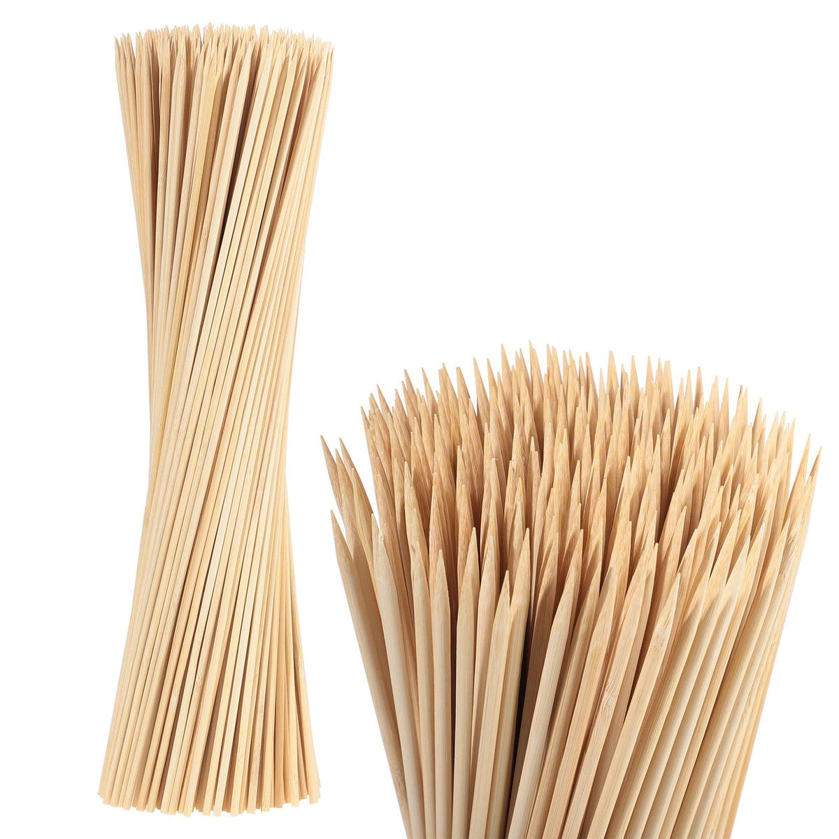 WSICSE 16-inch bamboo skewers show natural grain for sturdy grilling