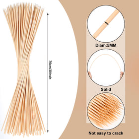 WSICSE bamboo skewers, 5mm thick, sturdy for marshmallows and kebabs