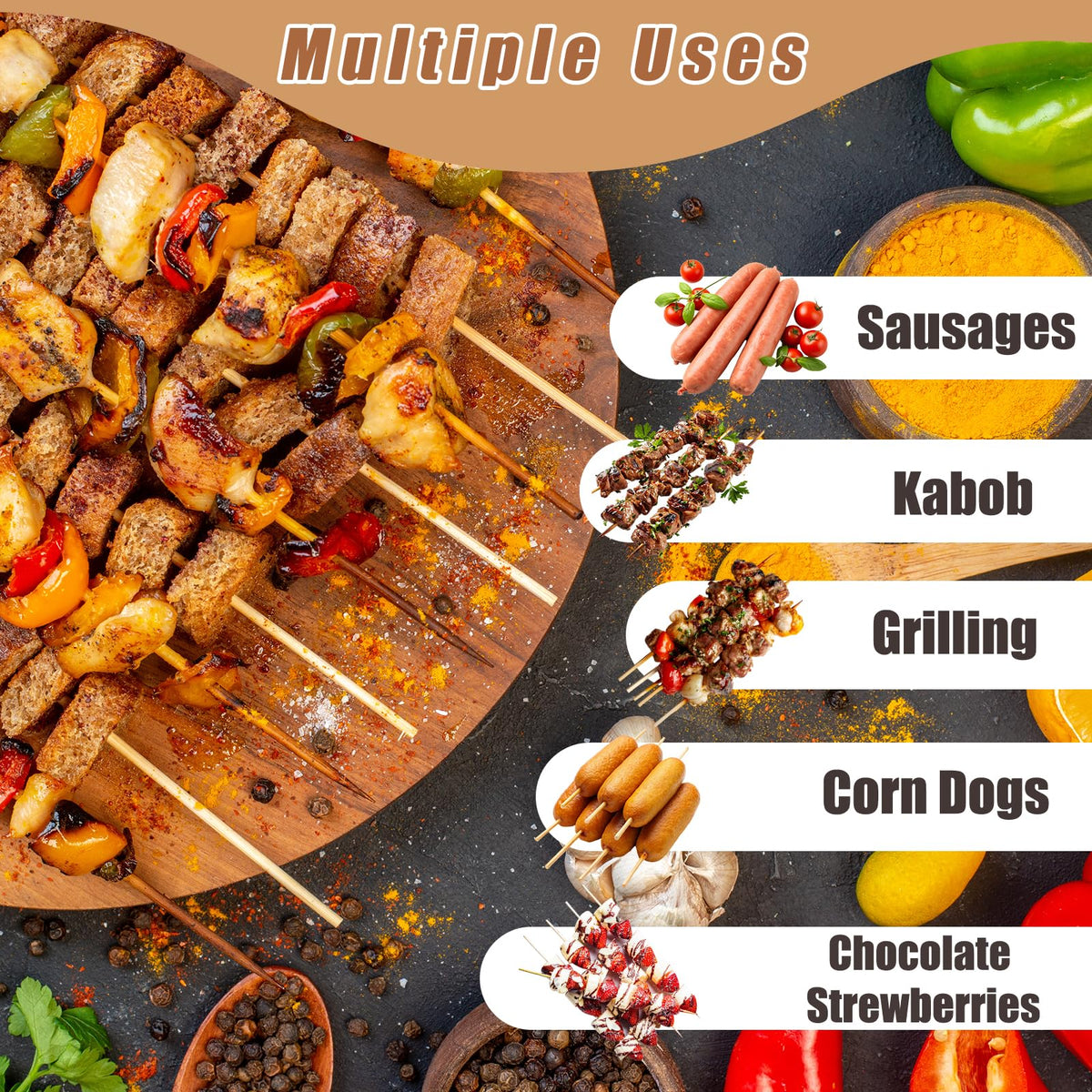 WSICSE kebab and fruit skewers ideal for outdoor barbecues
