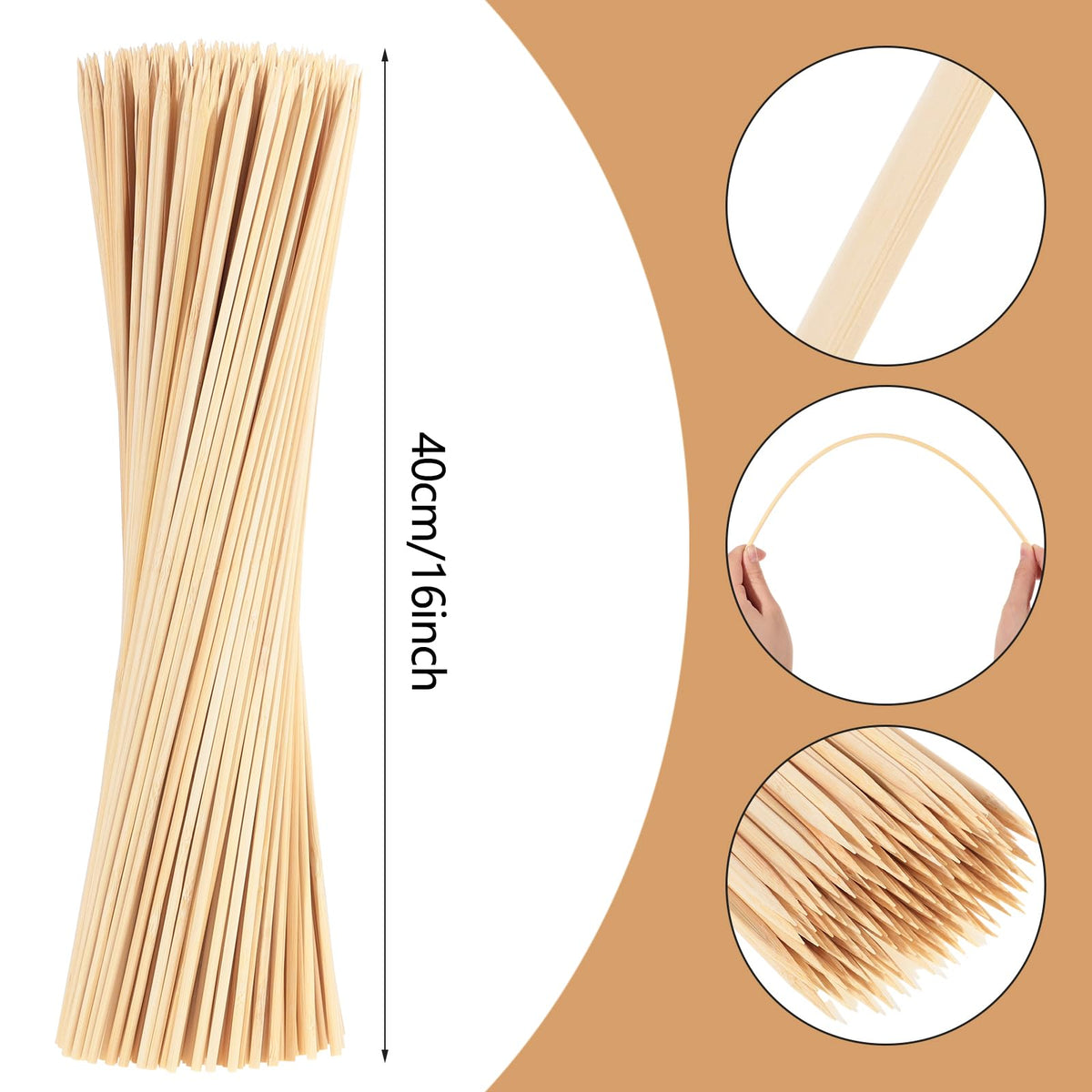 WSICSE semi-pointed-tip skewers ready for easy food piercing