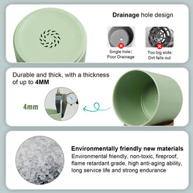 WSMKSZ cylindrical pot with detachable tray, keeps surfaces clean.