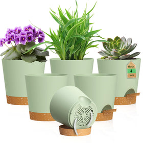 WSMKSZ 4-Inch self-watering pot with wick for easy indoor plant care