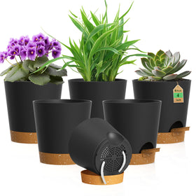WSMKSZ 4 inch self-watering pot with wick rope for steady moisture