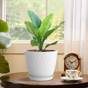WSMKSZ white pot ideal for shelves, window sills, and desks.