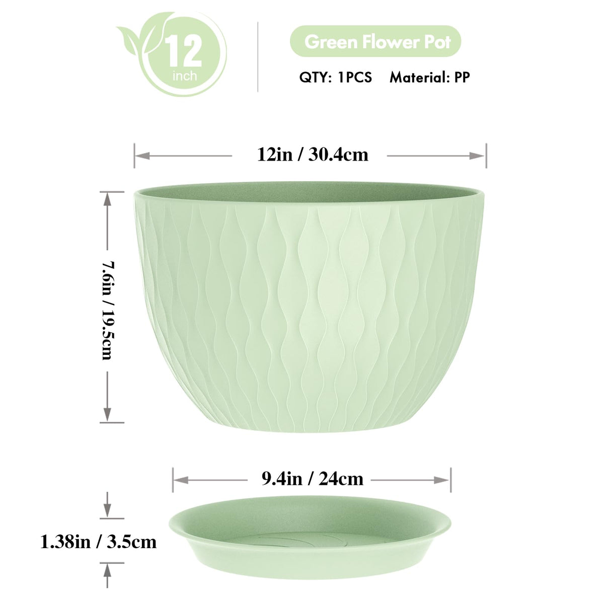 WSMKSZ planter with drainage holes and saucer prevents overwatering