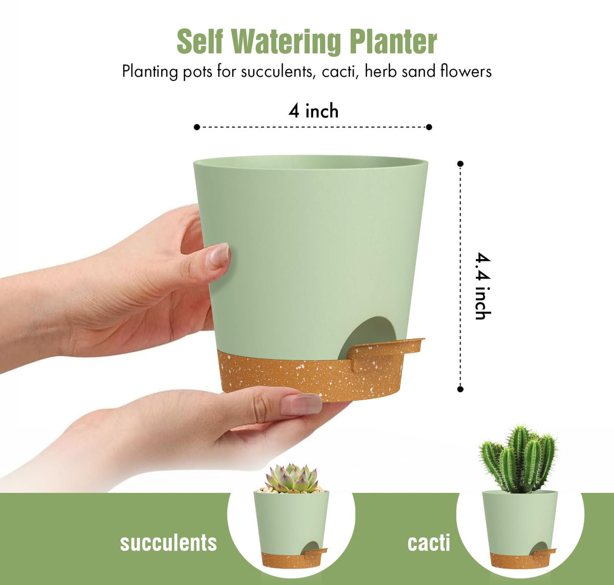 WSMKSZ pot with drainage holes and removable saucer for clean surfaces