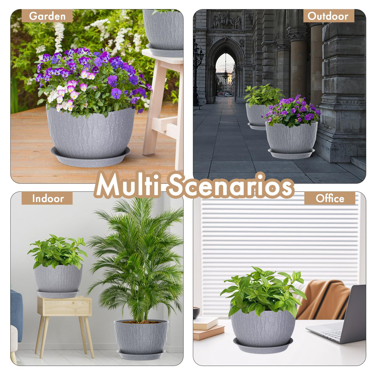 WSMKSZ large planter pairs with foliage for garden or balcony decor