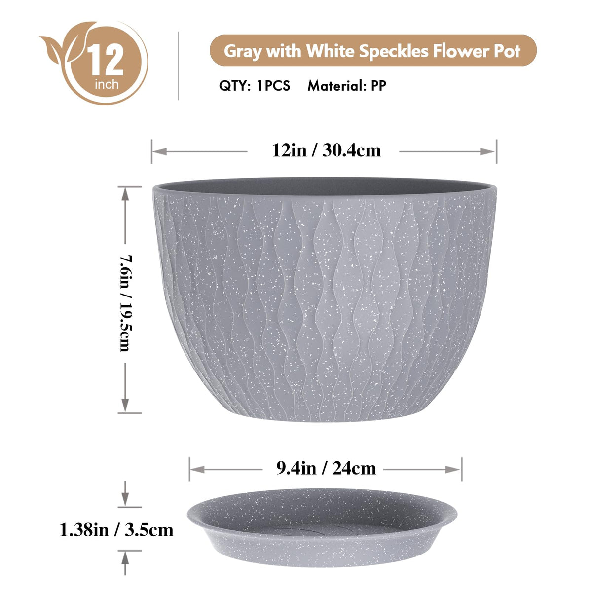 WSMKSZ grey with white speckles close-up showing textured surface for modern decor
