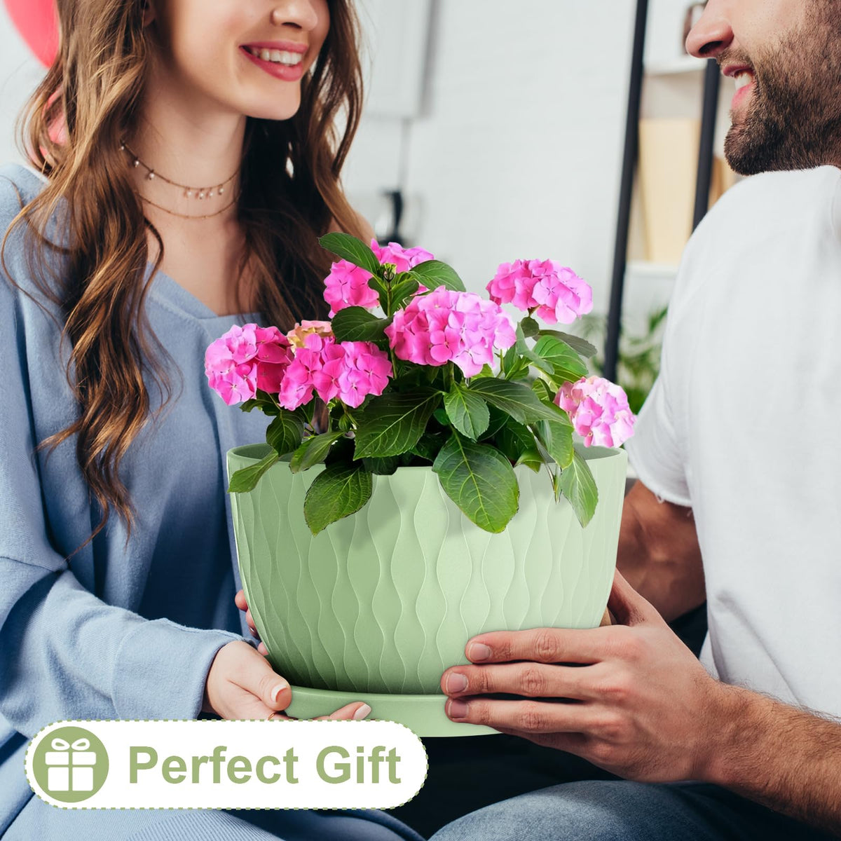 WSMKSZ green decor pot fits indoor or outdoor spaces