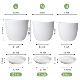 WSMKSZ 8-inch white plant pot with drainage holes for versatile decor.