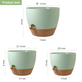 WSMKSZ mid self-watering pot 10-inch, green-brown finish, great for balcony herbs
