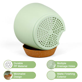 WSMKSZ small self-watering pot 9-inch, green-brown finish, keeps plants hydrated