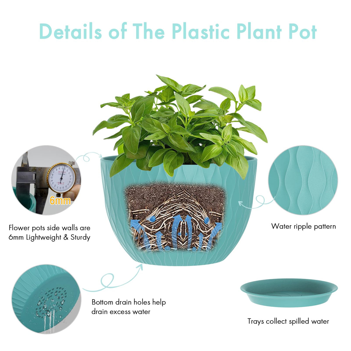 WSMKSZ 12in blue-green pot side view emphasizes height and capacity