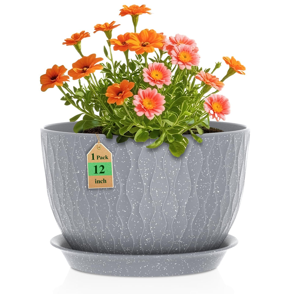 WSMKSZ 12-inch water ripples pot front view for stylish indoor plant display