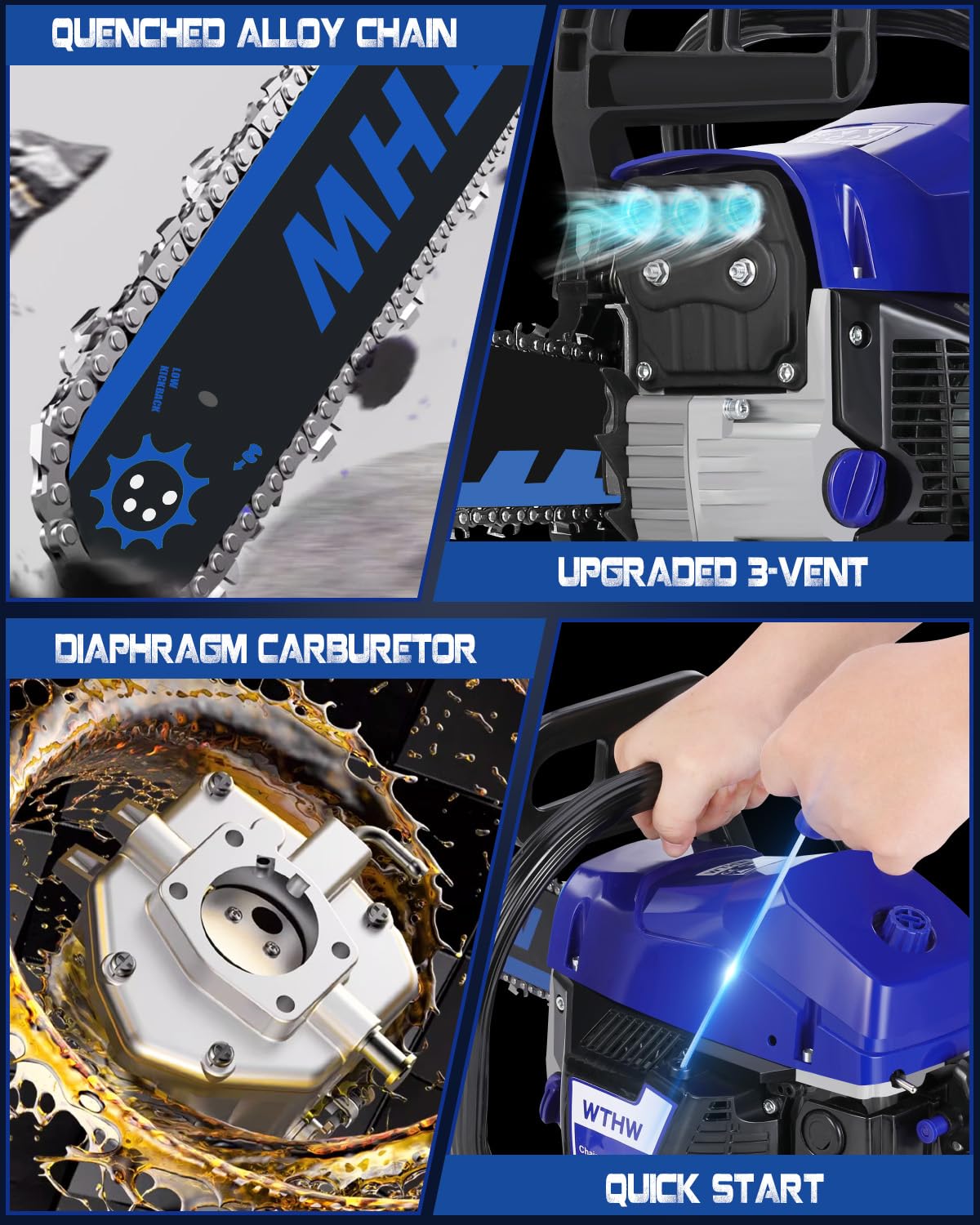 WTHW dual-spring anti-vibration system reduces fatigue.