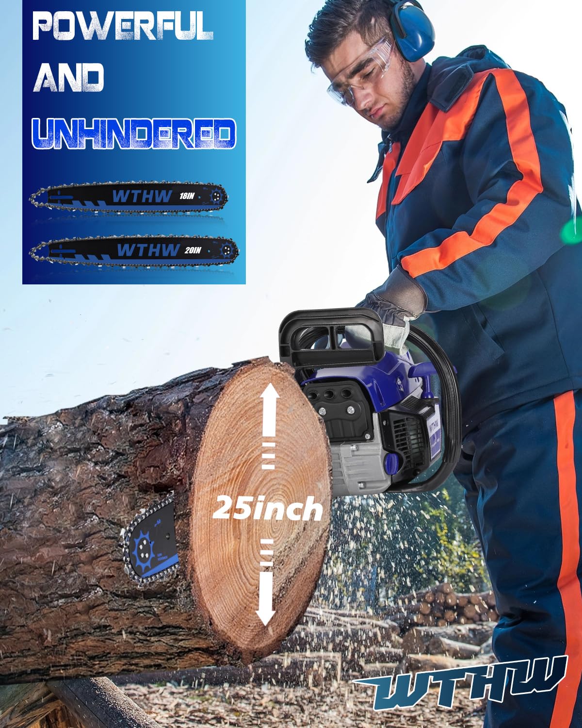 WTHW dual tanks show 550 ml fuel and 260 ml oil for longer runs.