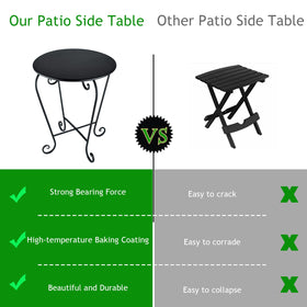 Wtiujhg black outdoor end table complements garden furniture and stays sturdy.
