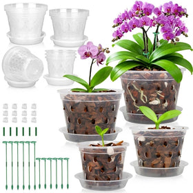 WTXHOP 12-pack clear orchid pots for versatile growth stages with easy root and moisture monitoring.