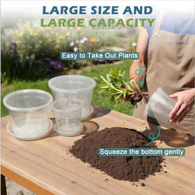 WTXHOP 8-inch clear nursery pot for bigger transplants and healthy roots.