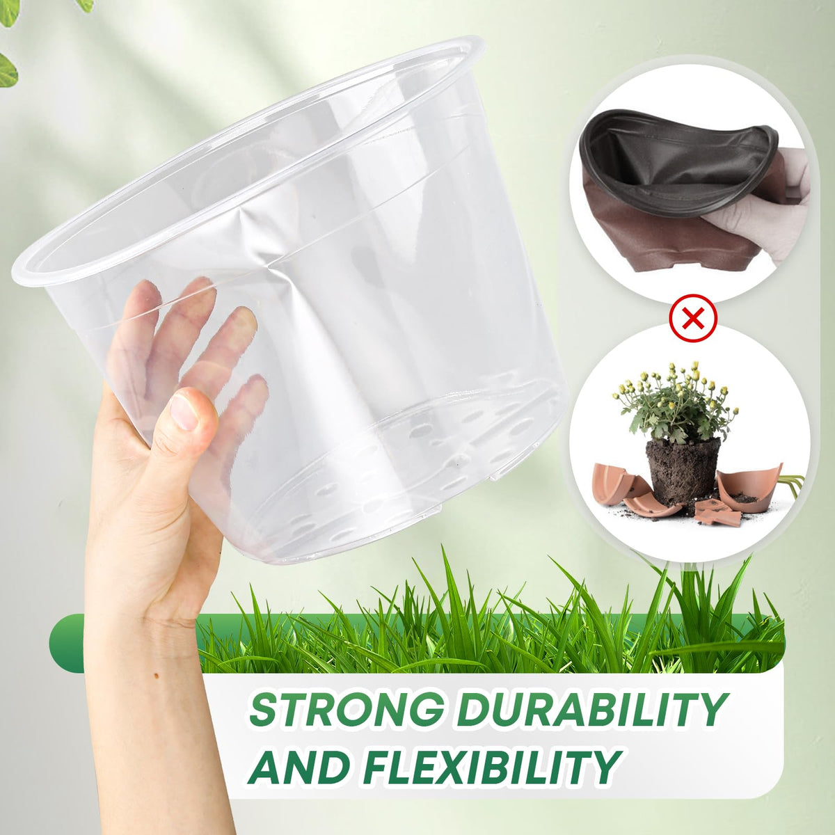 WTXHOP durable reusable plastic nursery pot withstands seasonal reuse.
