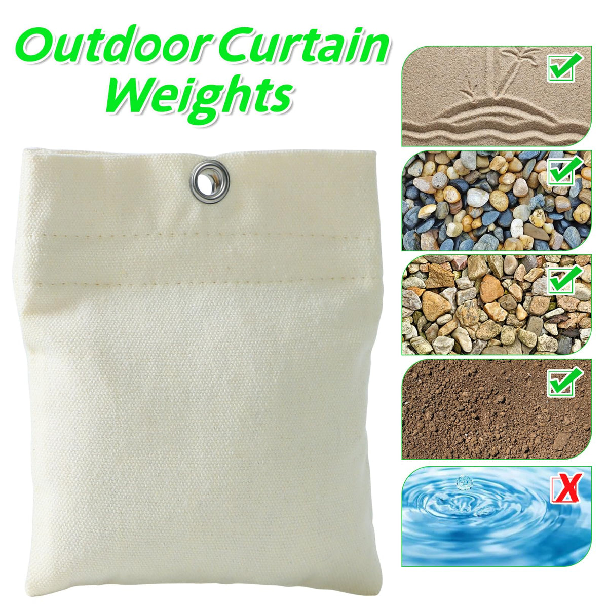 WUBOECE weather-resistant canvas for durable outdoor curtain weights