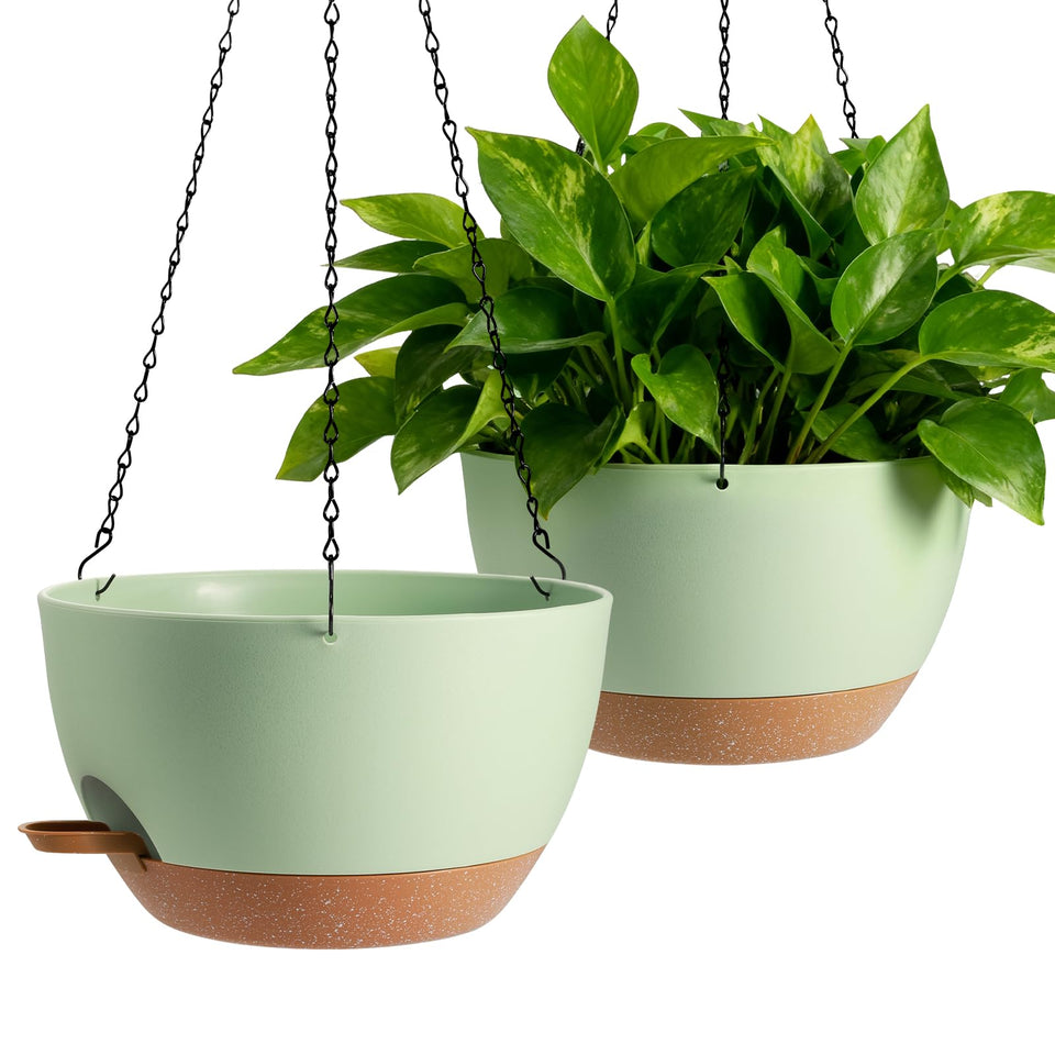 WUCEIAUU 13 inch hanging planter with self watering base for low maintenance care