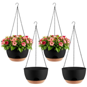 WUCEIAUU 4-piece hanging planters in black-brown finish for stylish spaces.