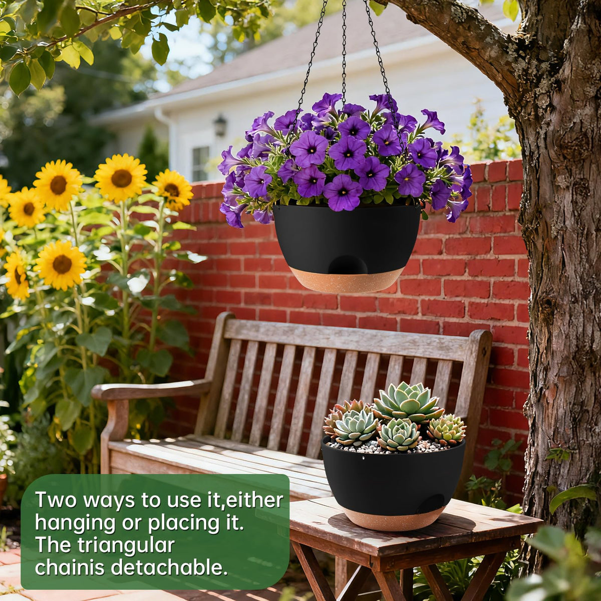 WUCEIAUU self-watering base keeps soil moist for longer.