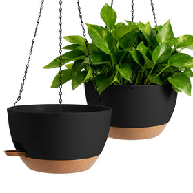 WUCEIAUU self-watering hanging planter 2-pack keeps plants hydrated with a built-in reservoir.