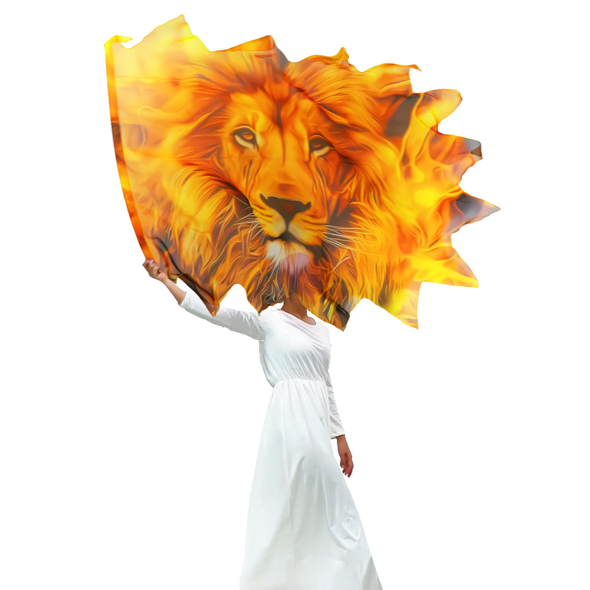 Wuchieal prophetic chiffon flag, 53x45 inches, lightweight for easy maneuvering during worship.
