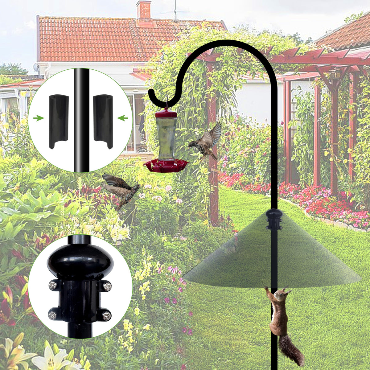 WUCYLKA-squirrel-deterrent-for-outdoor-feeders guards feeders and preserves seed access for birds.
