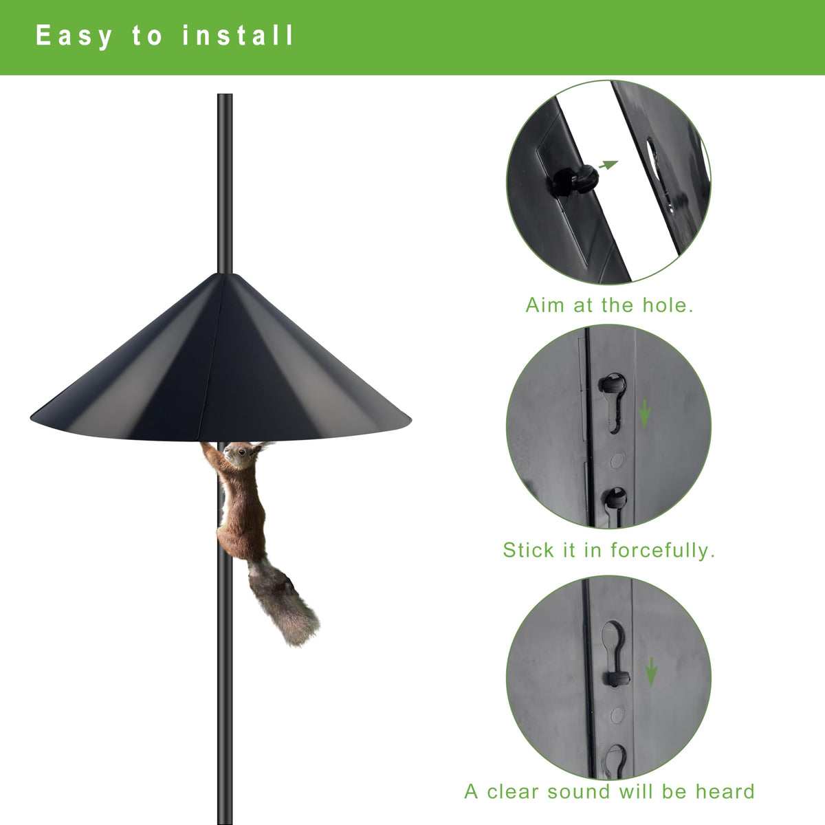 WUCYLKA squirrel-proof-cone shields feeders from rodents and raccoons.