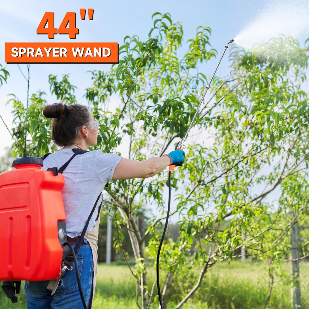 WUDIALIEN stainless steel sprayer wand with built-in valve for controlled spraying.