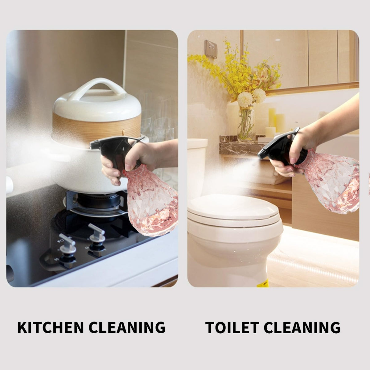 Wugongshan pink 500ml bottle set suitable for cleaning solutions and plant care.