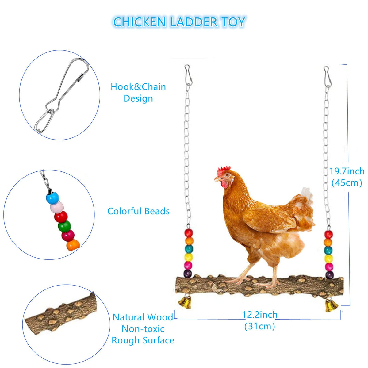 WUJCXRV chicken mirror with bells invites pecking and curiosity