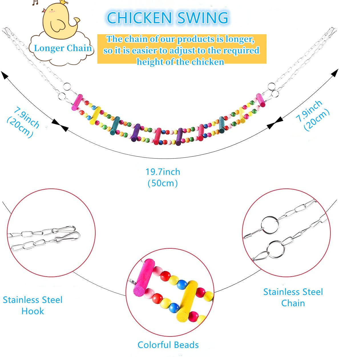 WUJCXRV chicken ladder with beads promotes balance during coop play