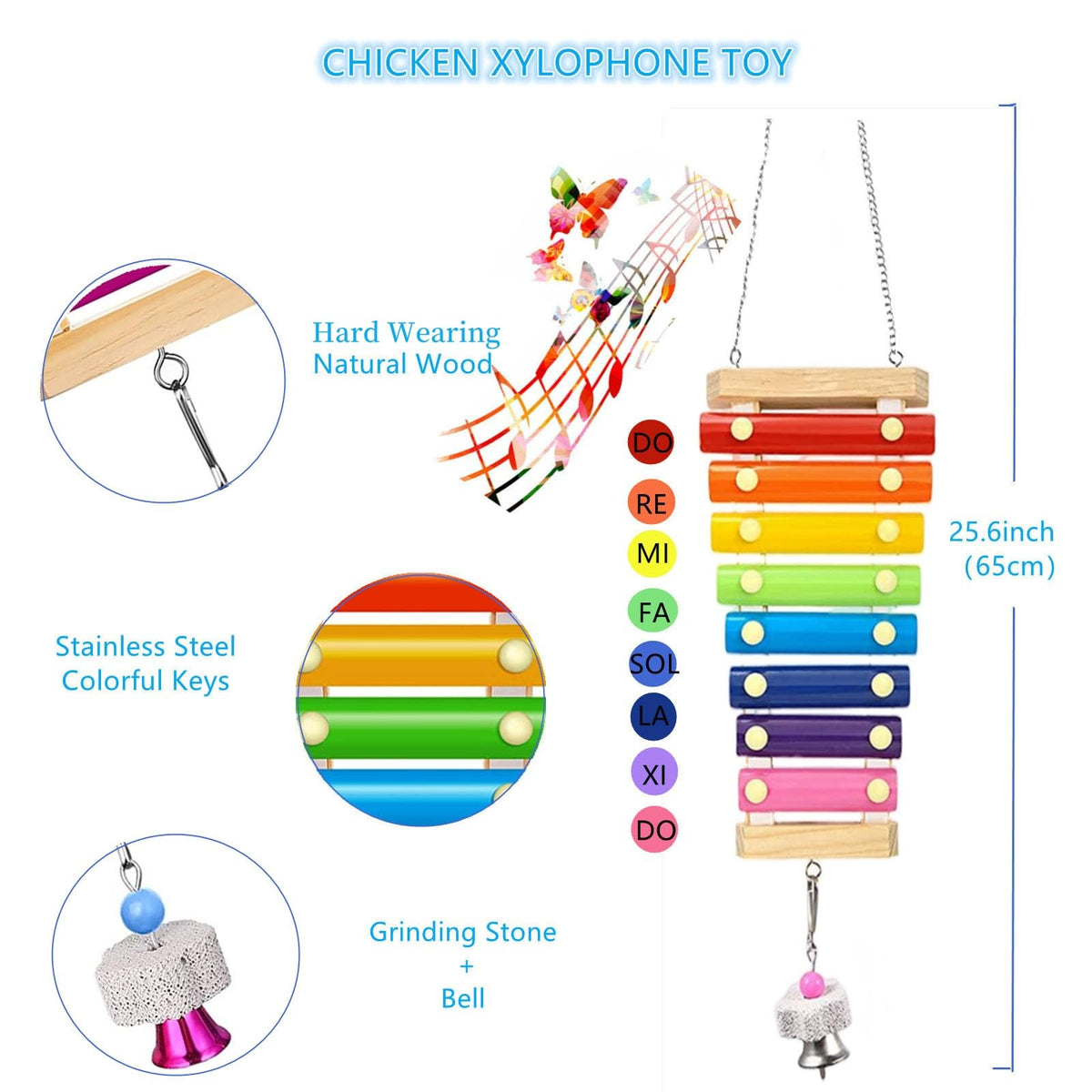 WUJCXRV chicken xylophone with eight keys delivers crisp pecking sounds