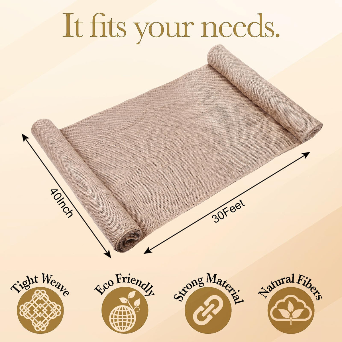 Wukfuiui natural burlap for rustic crafts and event decorations.