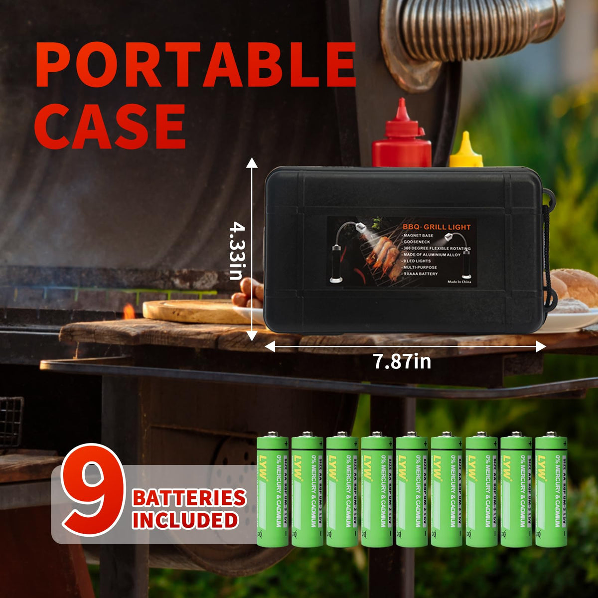 Wulakeo grill light features heat-resistant aluminum construction near hot grates.
