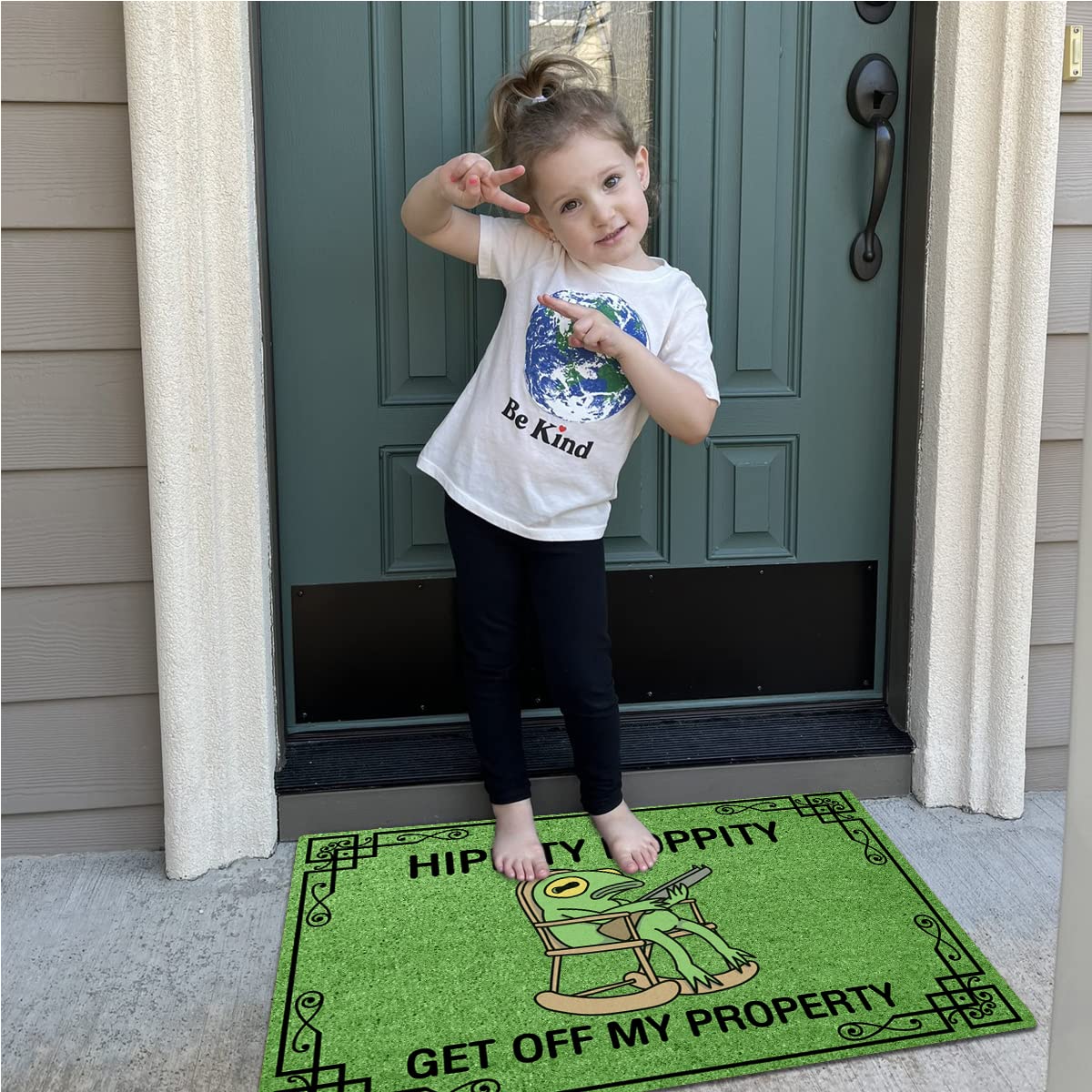 Wulidrom Hippity Hoppity doormat in entryway, non-slip bottom keeps shoes at bay.